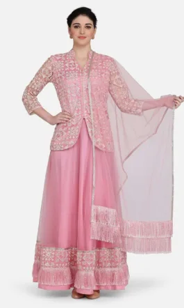 Ojjasvi Pink Embroidered Lehenga Choli With Dupatta