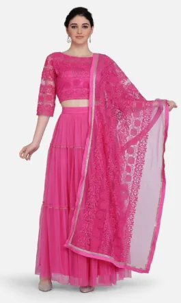 Ojjasvi Magenta Embroidered Lehenga Choli With Dupatta