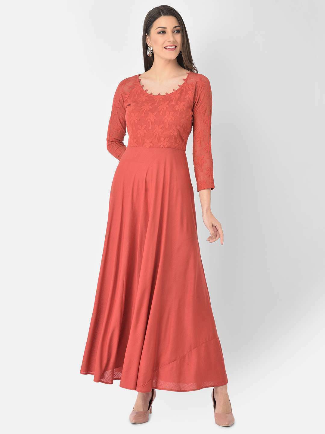 rust lace maxi dress