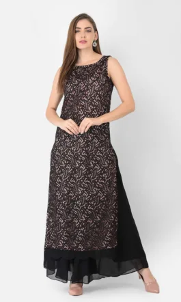 Ojjasvi Black & Peach Lace Kurta