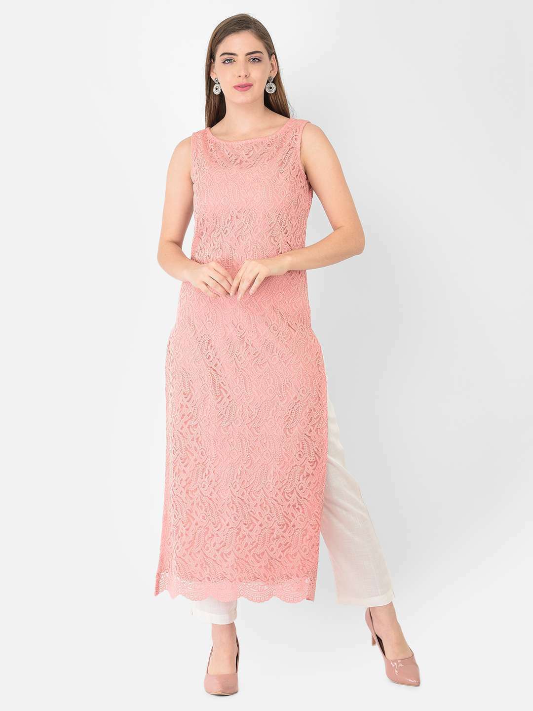 Pink Sequins Floral Embroidered Net Salwar Suit