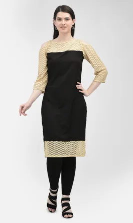 Ojjasvi Black Crape Solid Kurta