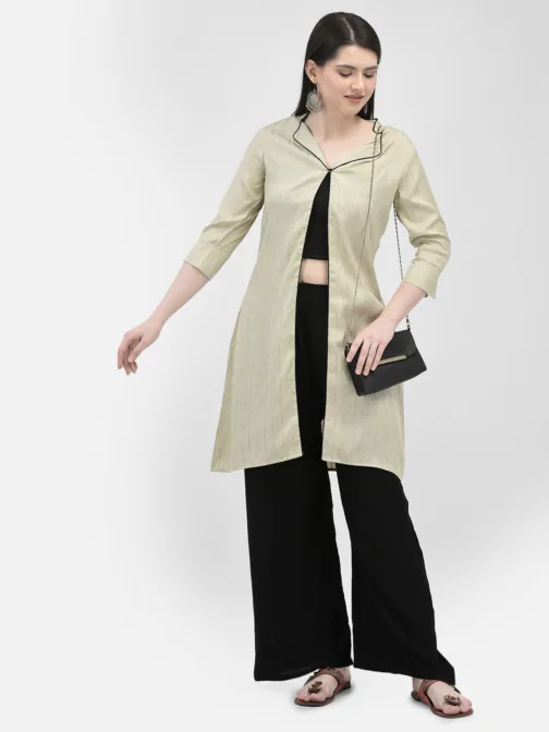 Ojjasvi Beige Cotton Solid Kurta - Image 2