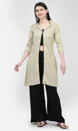 Ojjasvi Beige Cotton Solid Kurta