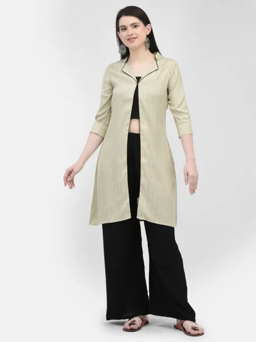 Ojjasvi Beige Cotton Solid Kurta
