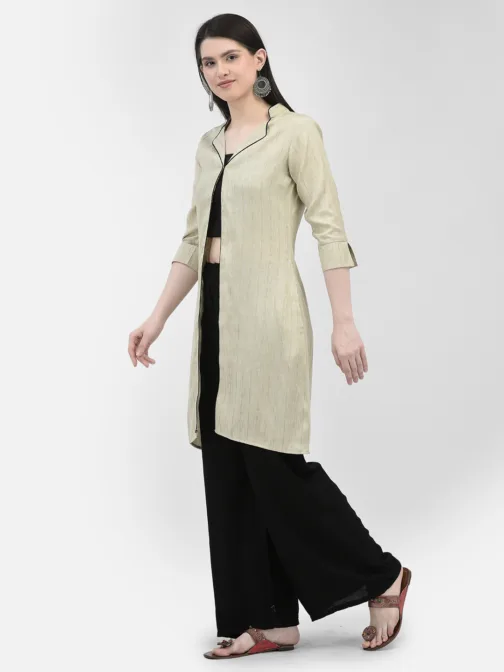 Ojjasvi Beige Cotton Solid Kurta - Image 4