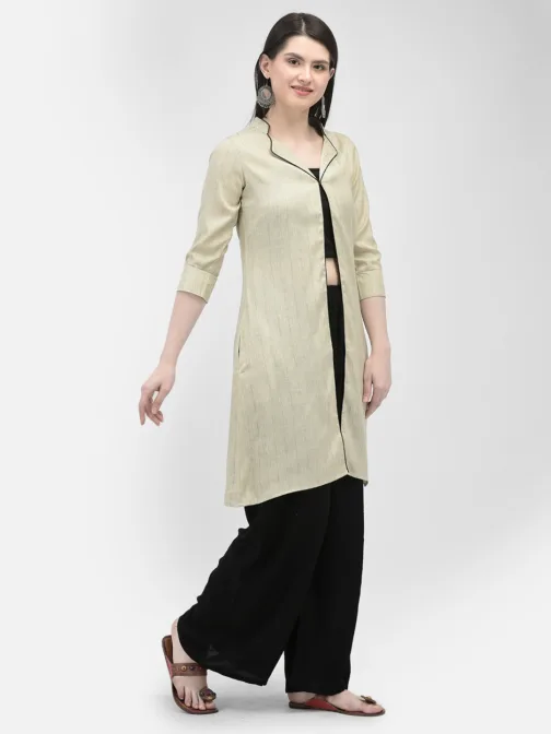 Ojjasvi Beige Cotton Solid Kurta - Image 3