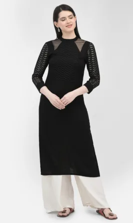 Ojjasvi Black Rayon Solid Kurta