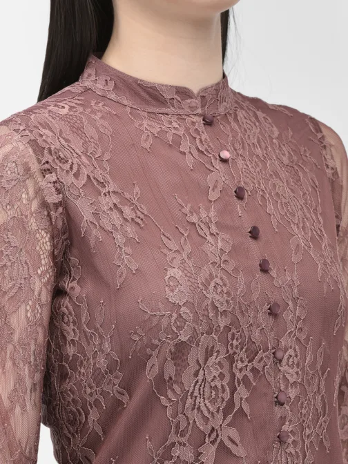 Ojjasvi Burgundy  Polyester Net Embroidered Kurta - Image 5