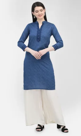 Ojjasvi Blue Cotton Solid Kurta