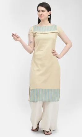 Ojjasvi Yellow Cotton Solid Kurta