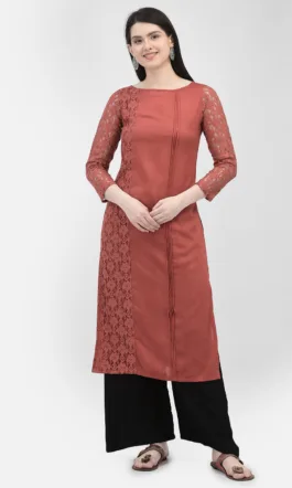 Ojjasvi Red Cotton Solid Kurta
