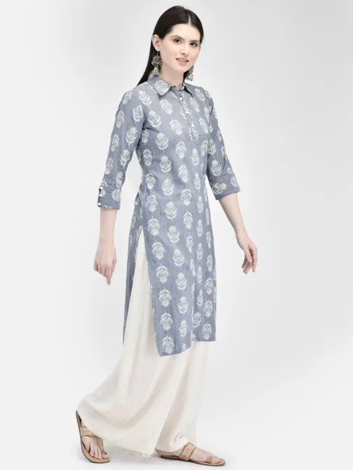 Ojjasvi Blue Rayon Self Design Kurta - Image 4