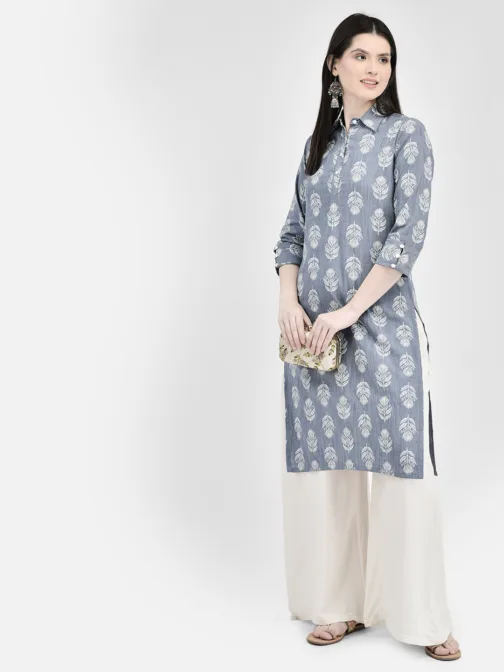 Ojjasvi Blue Rayon Self Design Kurta - Image 6