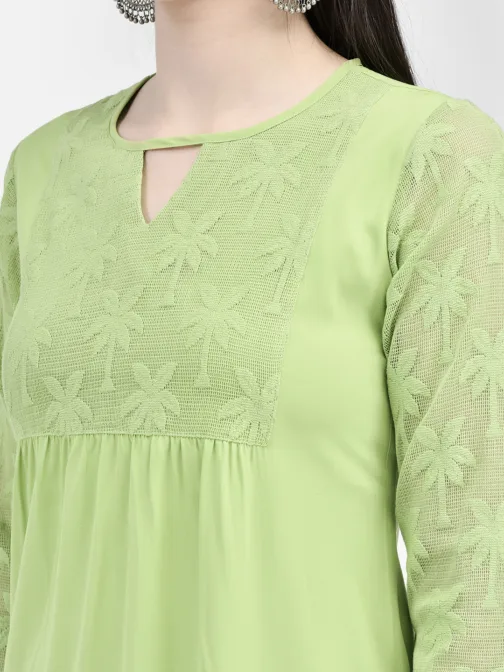 Ojjasvi Green Crepe Embroidered Kurta - Image 5