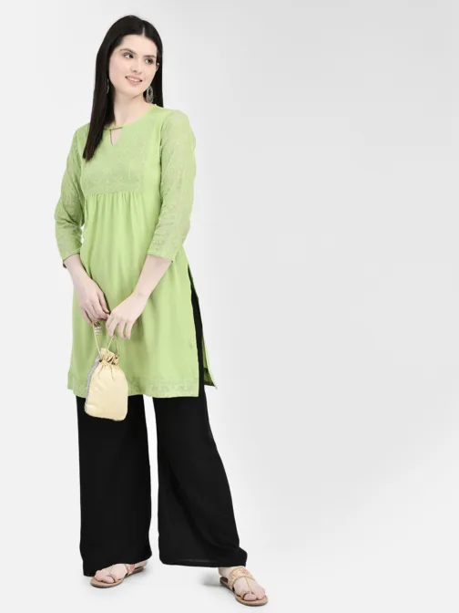 Ojjasvi Green Crepe Embroidered Kurta - Image 6