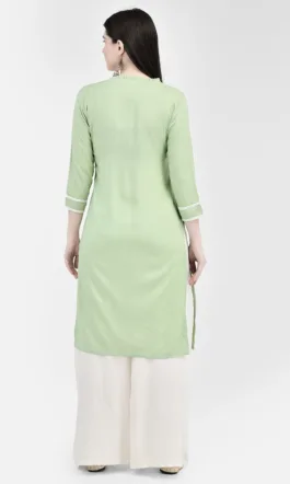 Ojjasvi Green Rayon Self Design Kurta