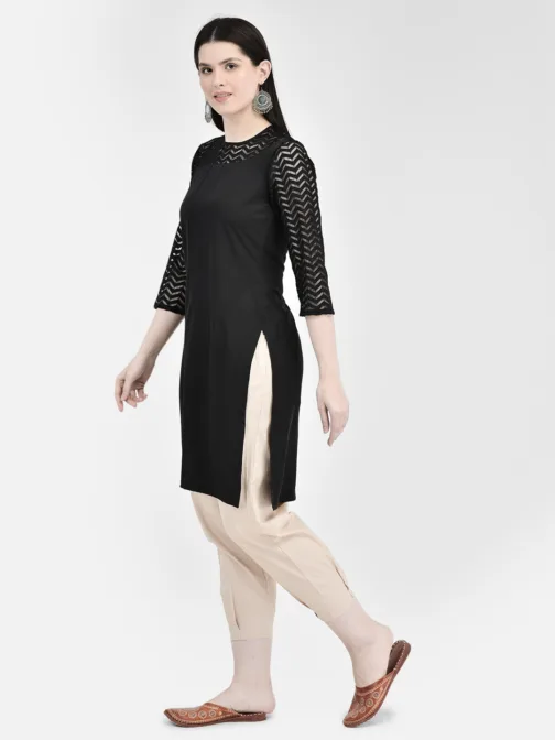 Ojjasvi Black Crepe Solid Kurta - Image 4