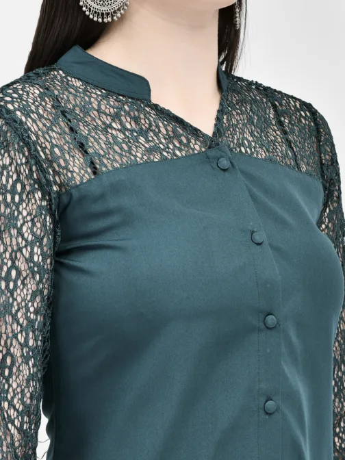 Ojjasvi Green Crepe Embroidered Kurta - Image 6