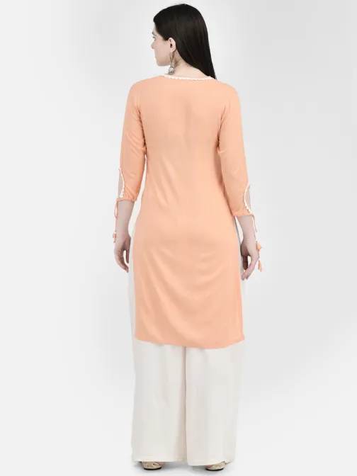 Ojjasvi Orange Rayon Solid Kurta - Image 2