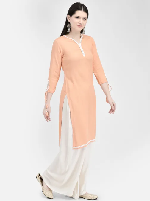 Ojjasvi Orange Rayon Solid Kurta - Image 5