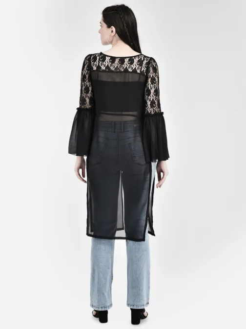 Ojjasvi Black Georgette Embroidered Kurta - Image 2
