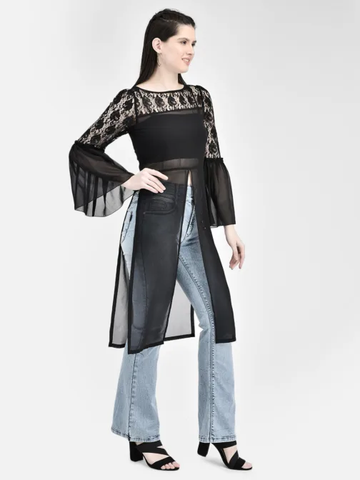 Ojjasvi Black Georgette Embroidered Kurta - Image 5