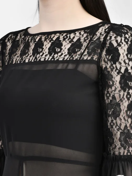 Ojjasvi Black Georgette Embroidered Kurta - Image 6