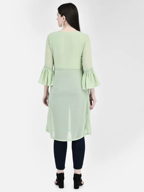 Ojjasvi Green Georgette Solid Kurta - Image 2
