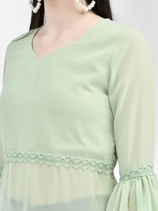 Ojjasvi Green Georgette Solid Kurta - Image 6