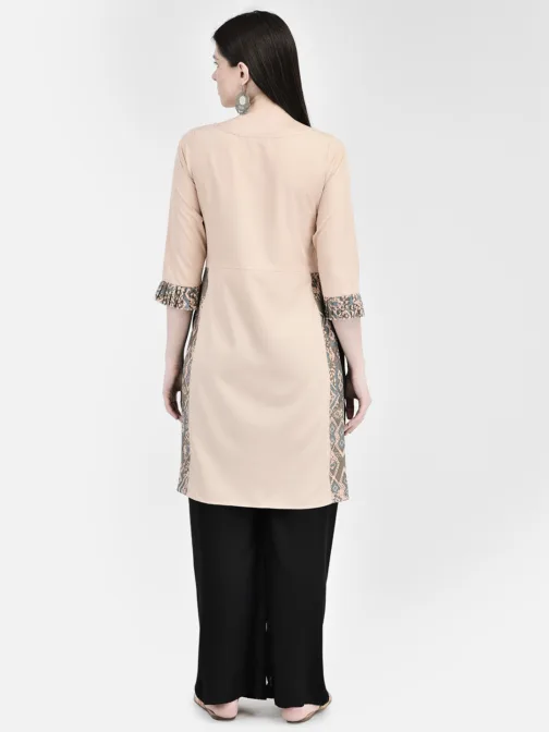 Ojjasvi Beige Crepe Printed Kurta - Image 2