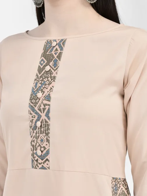 Ojjasvi Beige Crepe Printed Kurta - Image 6
