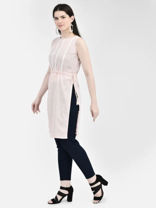 Ojjasvi Pink Rayon Solid Kurta - Image 4