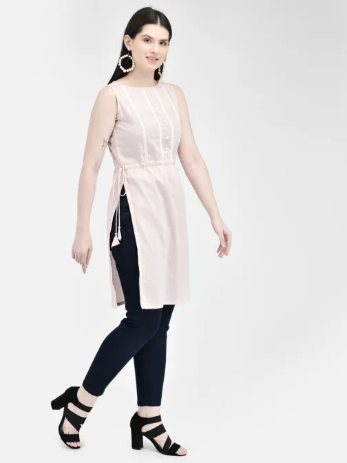 Ojjasvi Pink Rayon Solid Kurta - Image 5