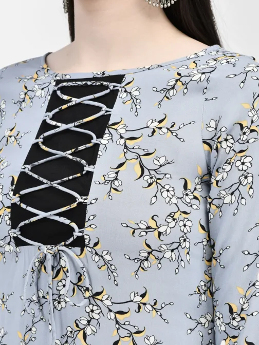 Ojjasvi Grey & Black Rayon Printed Kurta - Image 6