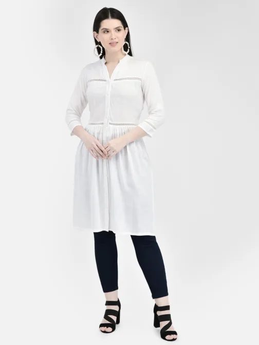 Ojjasvi White Rayon Solid Kurta - Image 3