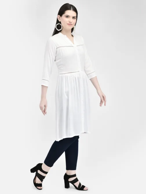 Ojjasvi White Rayon Solid Kurta - Image 5