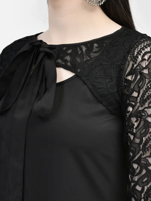 Ojjasvi Black Crepe Embroidered Kurta - Image 6