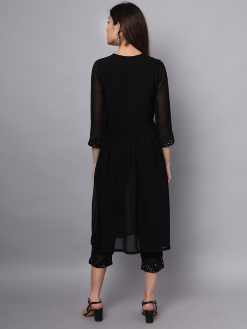 Ojjasvi Black Georgette Embroidered Kurta Sets - Image 3