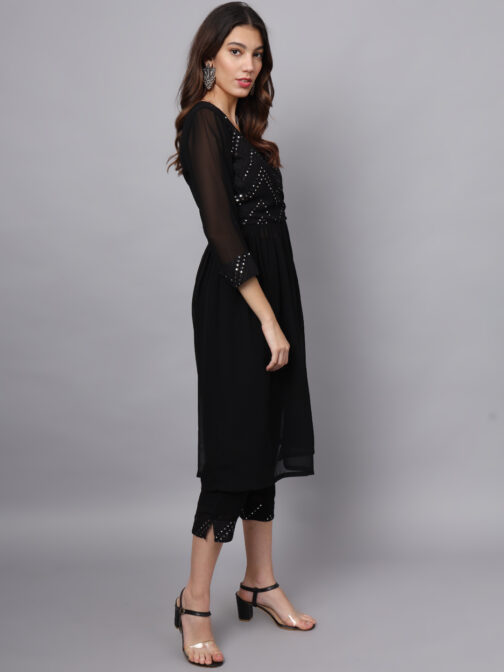Ojjasvi Black Georgette Embroidered Kurta Sets - Image 6