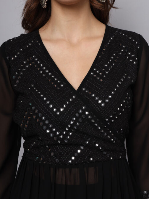 Ojjasvi Black Georgette Embroidered Kurta Sets - Image 7