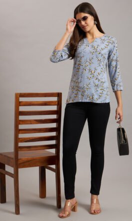 Ojjasvi Grey Rayon Printed Kurta