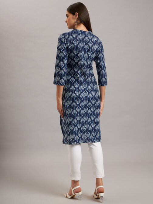 Ojjasvi Blue Cotton Printed Kurta - Image 2